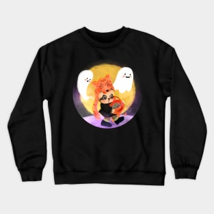 trick or threat tiger sloth and pumpkin Crewneck Sweatshirt